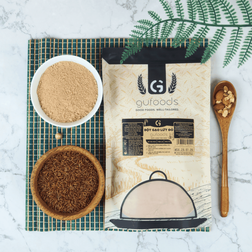 Bột gạo lứt đỏ GUfoods - Tiện lợi, Healthy, Dễ tiêu hoá, Phù hợp Eat clean, Thực dưỡng, Thuần chay