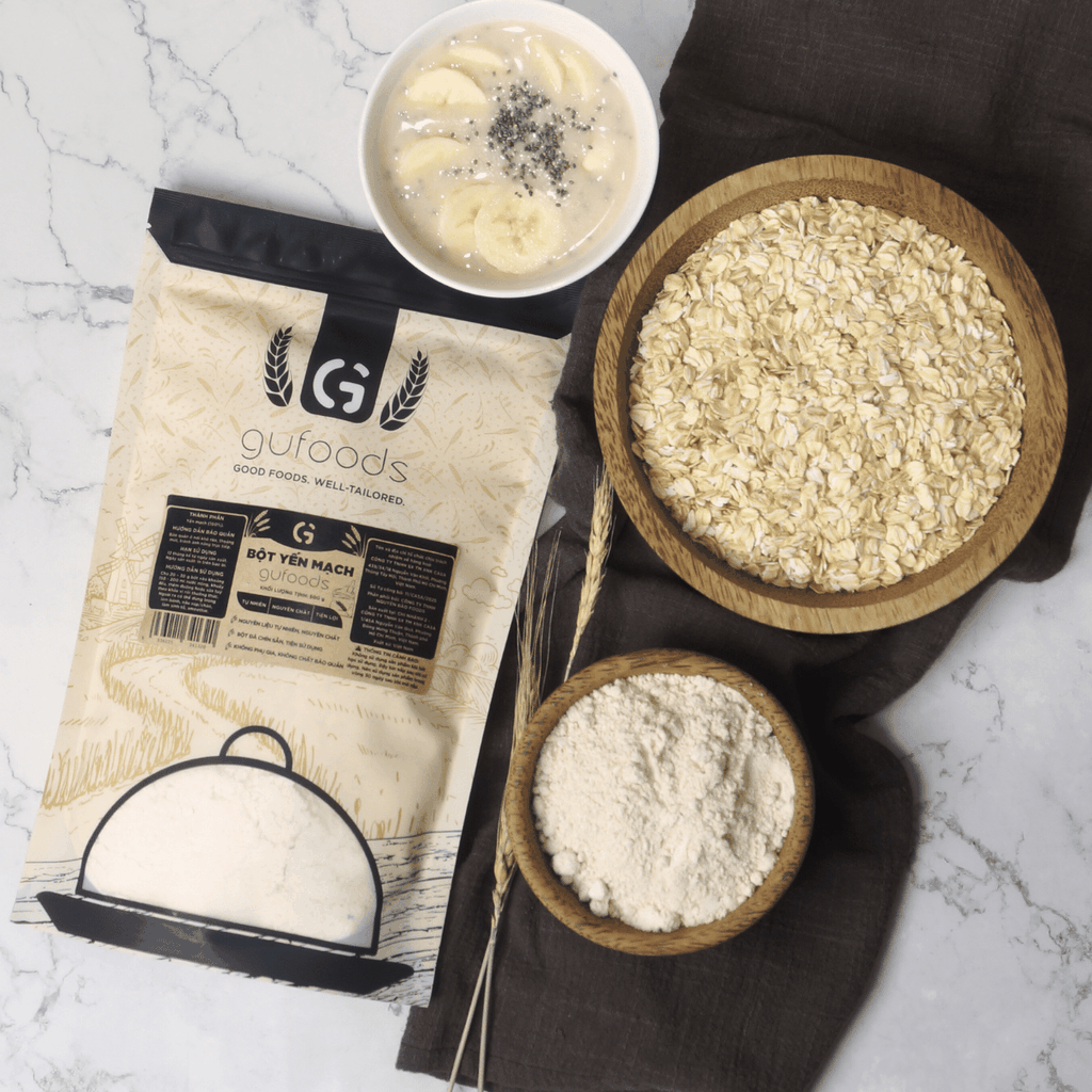 Bột Yến mạch ăn liền GUfoods (túi 500g) - Nguyên liệu nhập khẩu, Bột đã chín, Giàu chất xơ & protein thực vật, Tốt cho sức khoẻ, Ăn kiêng, Healthy, Tập gym, Eat clean