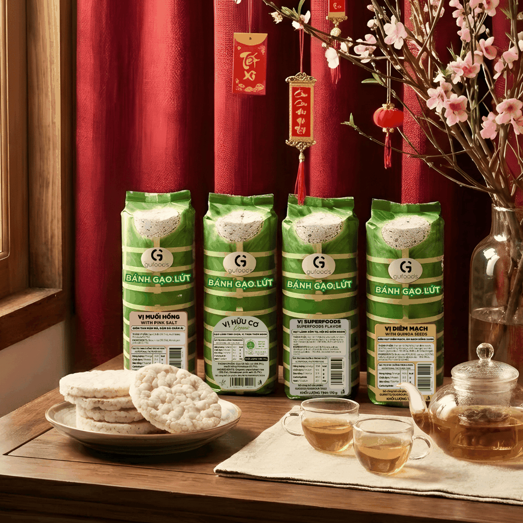 Hộp quà Tứ Quý Đoàn Viên GUfoods 2026 - Set bánh chưng độc đáo, Gift Tết healthy, Tết Xanh an lành