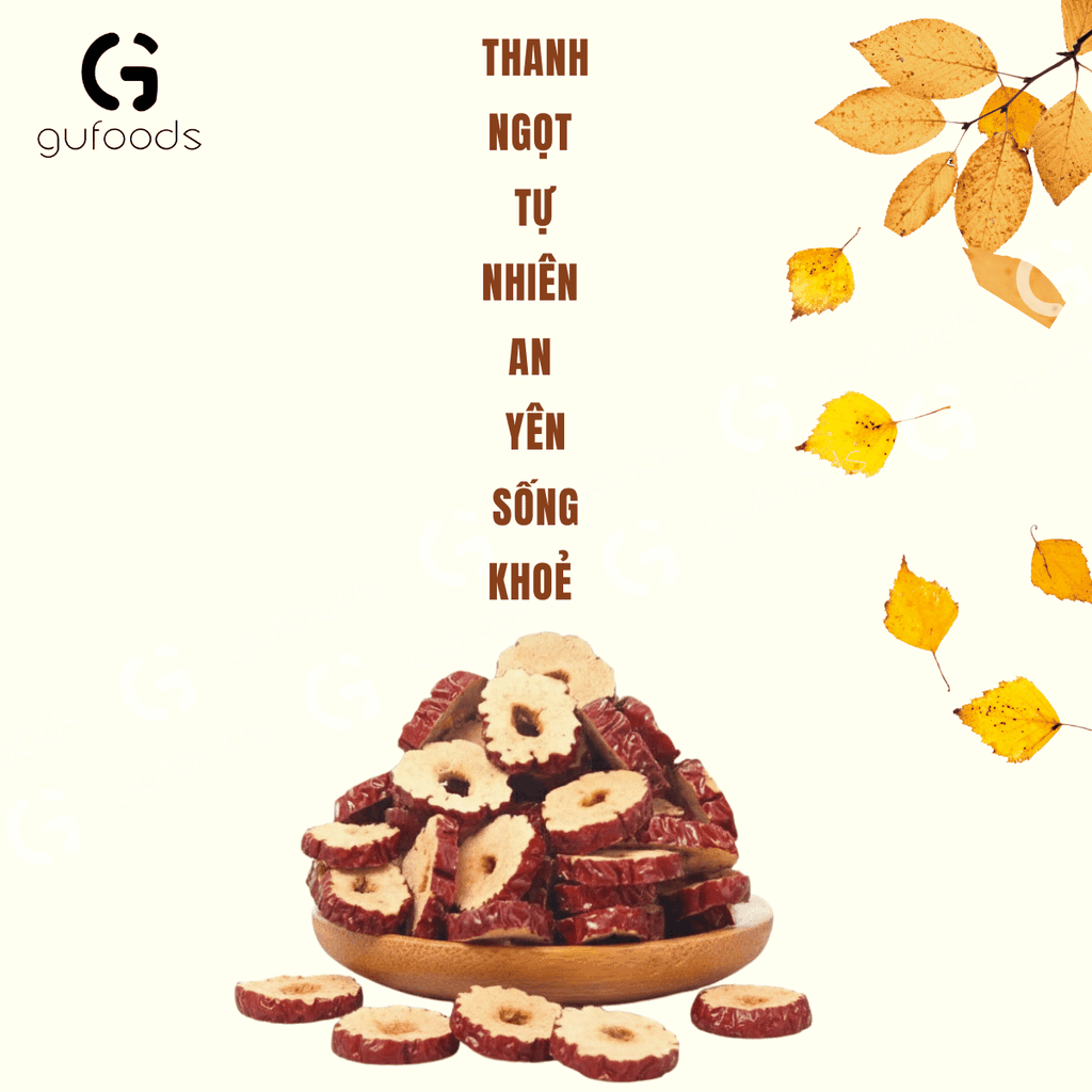 Táo đỏ cắt lát GUfoods - Ngọt thanh tự nhiên, Giàu chất xơ, Hỗ trợ thư giãn tinh thần, Healthy, Eat clean (túi 400g)