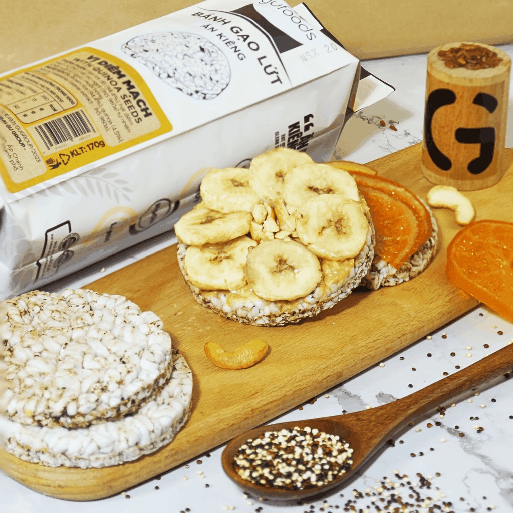 Bánh gạo lứt GUfoods vị Diêm mạch - Không chiên dầu, Không đường, Lành mạnh, Phù hợp Eat clean, Ăn vặt healthy, Thực dưỡng, Tập gym, Thuần chay