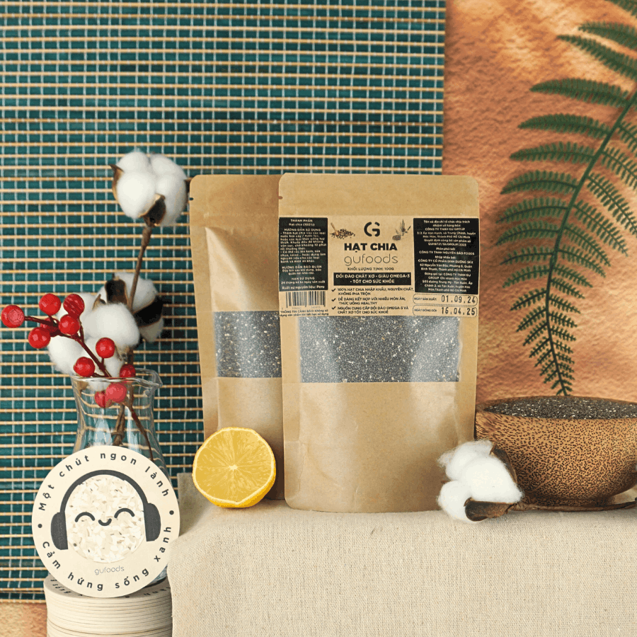 Hạt chia GUfoods - Giàu chất xơ và Omega-3, Tốt cho hệ tiêu hoá, Lành mạnh, Healthy, Eat clean