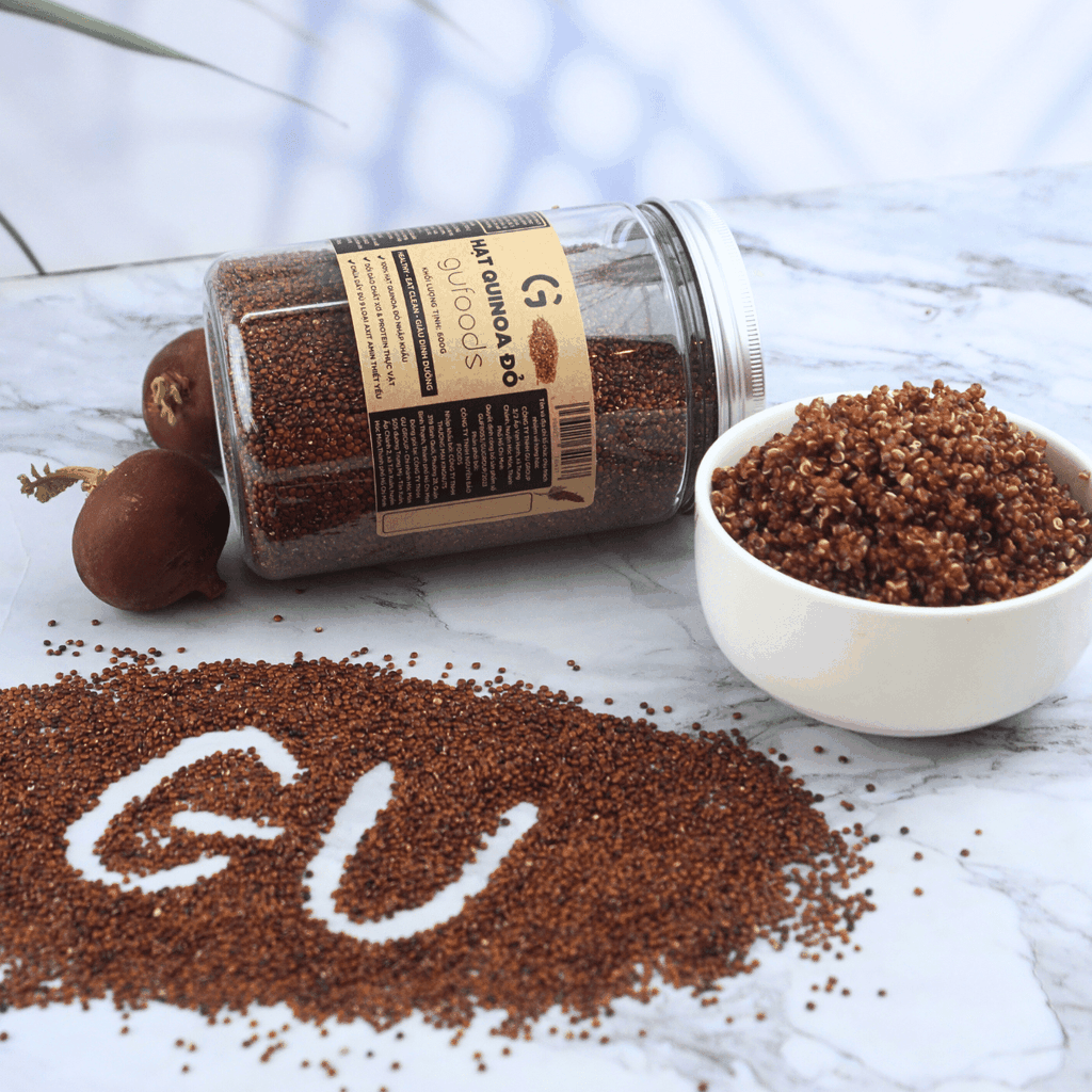 Hạt quinoa đỏ (diêm mạch đỏ) GUfoods - Dồi dào dinh dưỡng, 9 loại axit amin, Giàu chất chống oxy hóa, Chất xơ và Protein, Eat clean, Healthy, Thuần chay (hũ 600g)