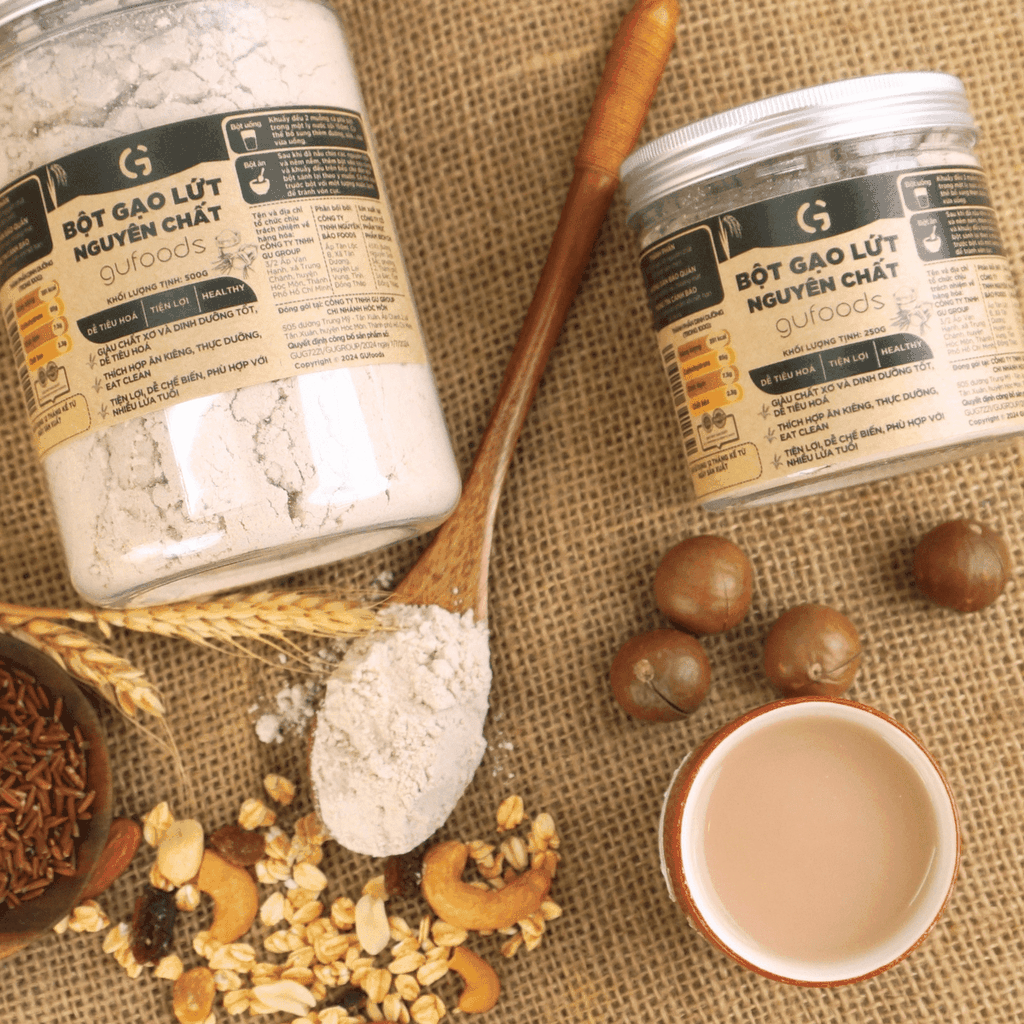 Bột gạo lứt nguyên chất GUfoods - Tiện lợi, Healthy, Dễ tiêu hoá, Phù hợp Eat clean, Thực dưỡng, Thuần chay