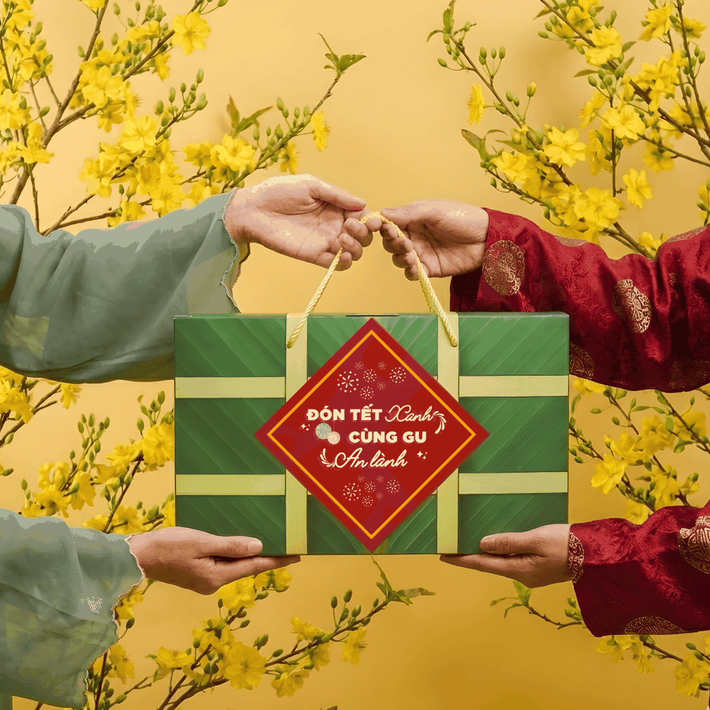 Hộp quà Tứ Quý Đoàn Viên GUfoods 2026 - Set bánh chưng độc đáo, Gift Tết healthy, Tết Xanh an lành