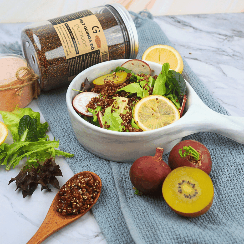 Hạt quinoa đỏ (diêm mạch đỏ) GUfoods - Dồi dào dinh dưỡng, 9 loại axit amin, Giàu chất chống oxy hóa, Chất xơ và Protein, Eat clean, Healthy, Thuần chay (hũ 600g)