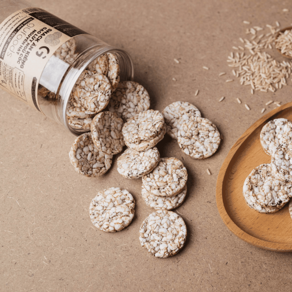 Snack gạo lứt ngũ cốc nguyên hạt GUfoods - Không đường, Không chiên dầu, Thanh đạm, Lành mạnh, Phù hợp Eat clean, Ăn vặt healthy, Tiện lợi, Thuần chay