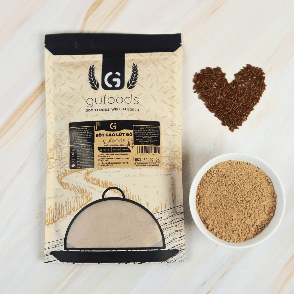 Bột gạo lứt đỏ GUfoods - Tiện lợi, Healthy, Dễ tiêu hoá, Phù hợp Eat clean, Thực dưỡng, Thuần chay