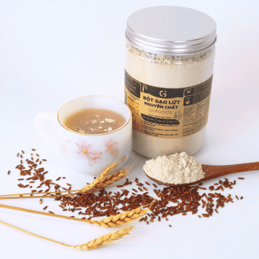 Bột gạo lứt nguyên chất GUfoods - Tiện lợi, Healthy, Dễ tiêu hoá, Phù hợp Eat clean, Thực dưỡng, Thuần chay