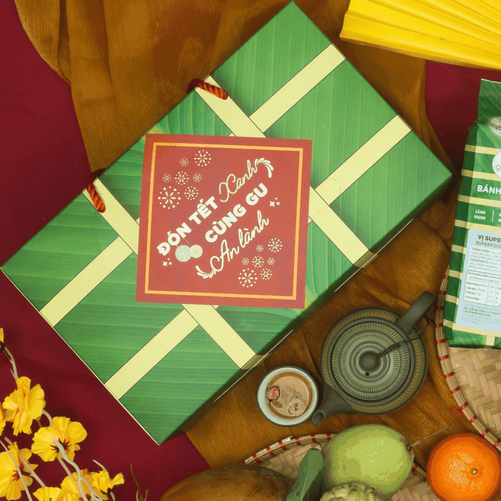 Hộp quà Tứ Quý Đoàn Viên GUfoods 2026 - Set bánh chưng độc đáo, Gift Tết healthy, Tết Xanh an lành