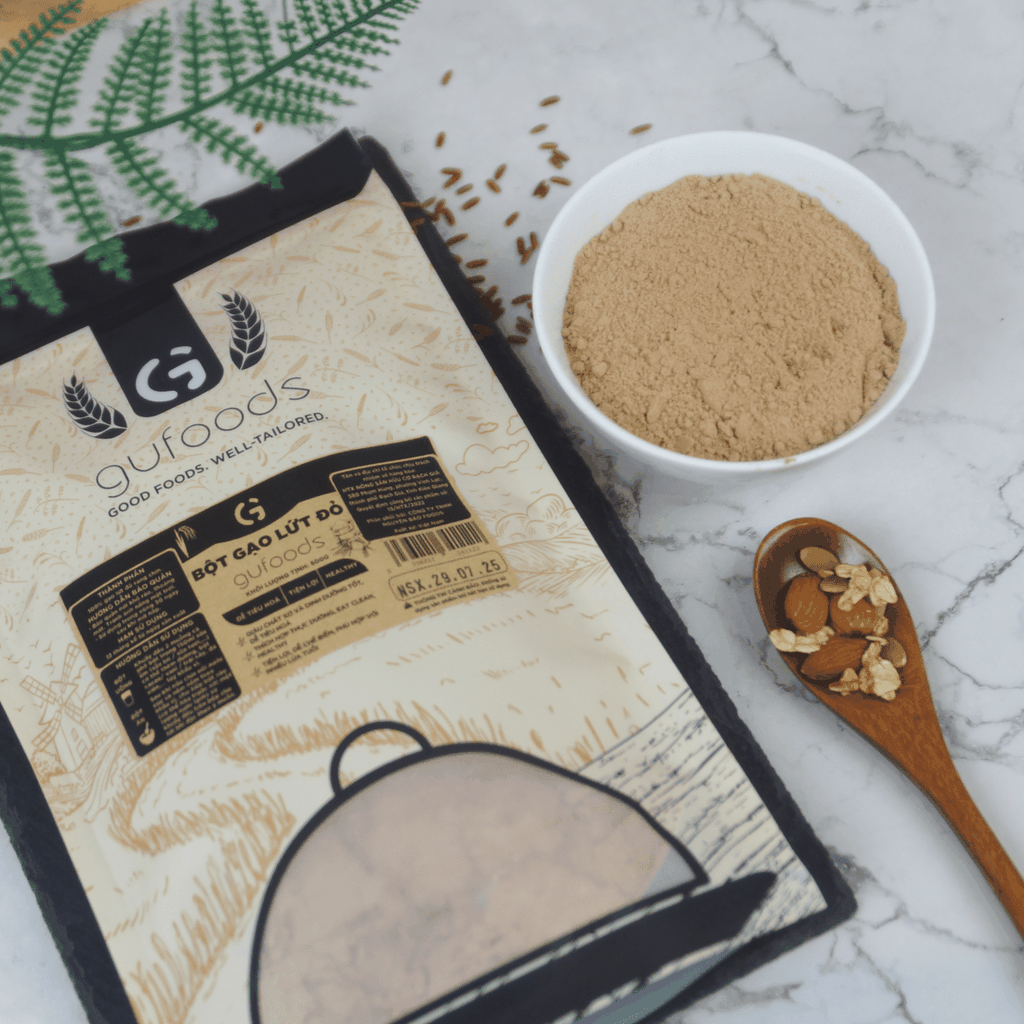 Bột gạo lứt đỏ GUfoods - Tiện lợi, Healthy, Dễ tiêu hoá, Phù hợp Eat clean, Thực dưỡng, Thuần chay