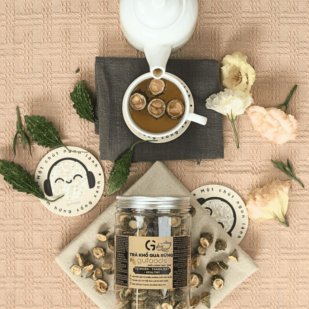 Trà khổ qua rừng (mướp đắng rừng) GUfoods (Hũ 150g) - Mát gan, Giải nhiệt, Thanh lọc cơ thể, Thư giãn tinh thần, Cải thiện giấc ngủ