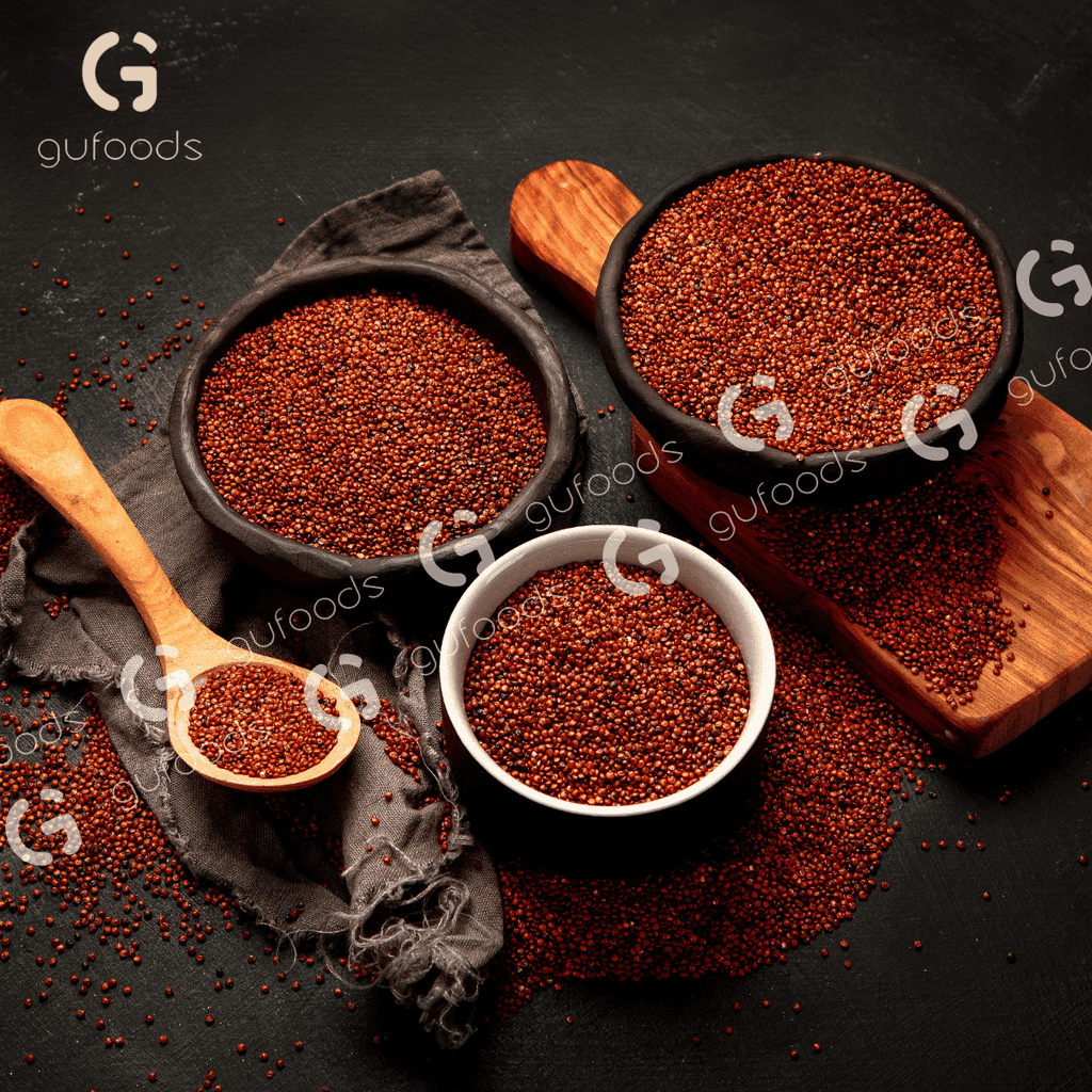 Hạt quinoa đỏ (diêm mạch đỏ) GUfoods - Dồi dào dinh dưỡng, 9 loại axit amin, Giàu chất chống oxy hóa, Chất xơ và Protein, Eat clean, Healthy, Thuần chay (hũ 600g)