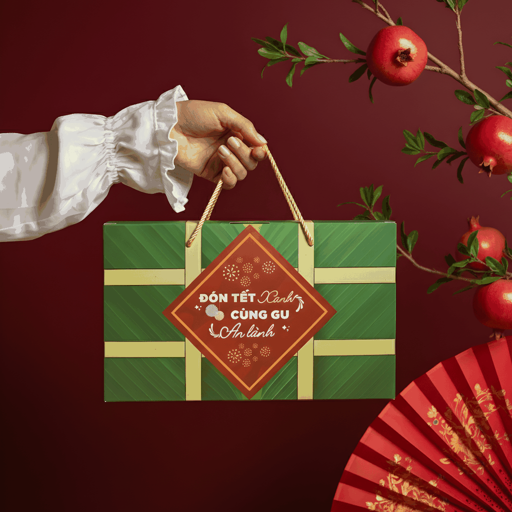 Hộp quà Tứ Quý Đoàn Viên GUfoods 2026 - Set bánh chưng độc đáo, Gift Tết healthy, Tết Xanh an lành