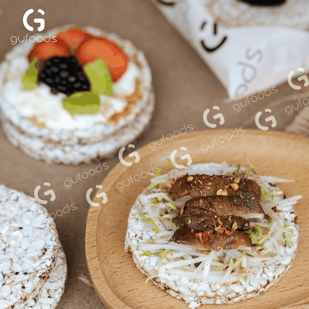 Bánh gạo lứt GUfoods vị Diêm mạch - Không chiên dầu, Không đường, Lành mạnh, Phù hợp Eat clean, Ăn vặt healthy, Thực dưỡng, Tập gym, Thuần chay