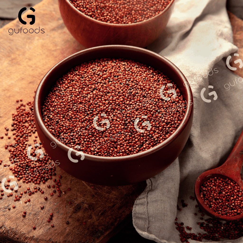 Hạt quinoa đỏ (diêm mạch đỏ) GUfoods - Dồi dào dinh dưỡng, 9 loại axit amin, Giàu chất chống oxy hóa, Chất xơ và Protein, Eat clean, Healthy, Thuần chay (hũ 600g)