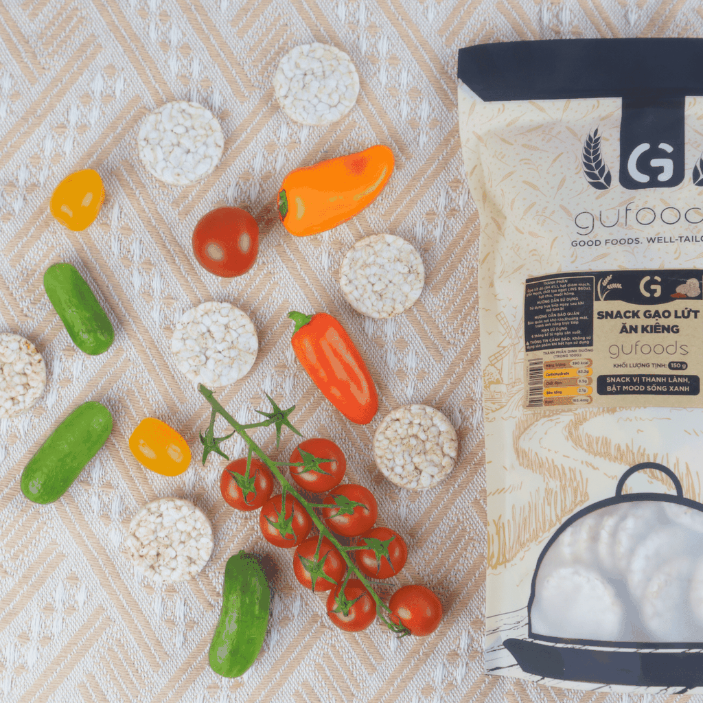 Snack gạo lứt ngũ cốc nguyên hạt GUfoods - Không đường, Không chiên dầu, Thanh đạm, Lành mạnh, Phù hợp Eat clean, Ăn vặt healthy, Tiện lợi, Thuần chay