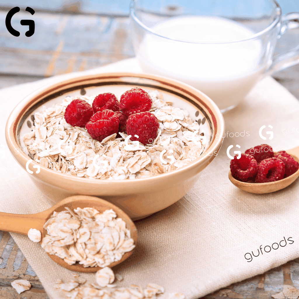 Yến mạch tươi cán mỏng GUfoods (Gói 500g) - Giàu chất xơ, Tốt cho sức khoẻ, Healthy, Tập gym, Eat clean