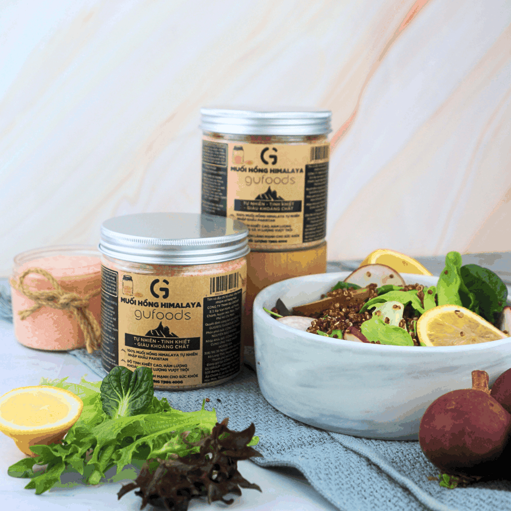 Muối hồng Himalaya GUfoods (dạng hạt mịn) - Tự nhiên, Giàu khoáng chất vi lượng, Không phụ gia, Không tinh chế