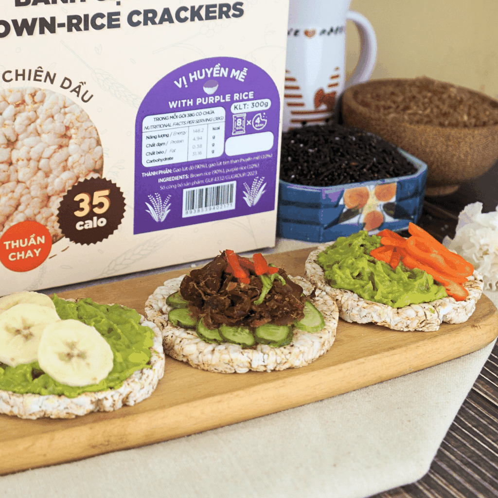 Bánh gạo lứt GUfoods vị Huyền mễ - Không chiên dầu, Không đường, Lành mạnh, Phù hợp Eat clean, Ăn vặt healthy, Thực dưỡng, Tập gym, Thuần chay