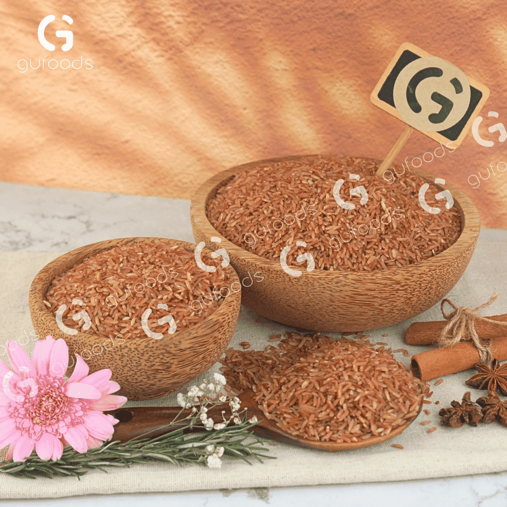 Gạo lứt đỏ GUfoods (túi 1kg) - Xát dối, Mềm xốp ngon cơm, Healthy, Thực dưỡng, Eat clean