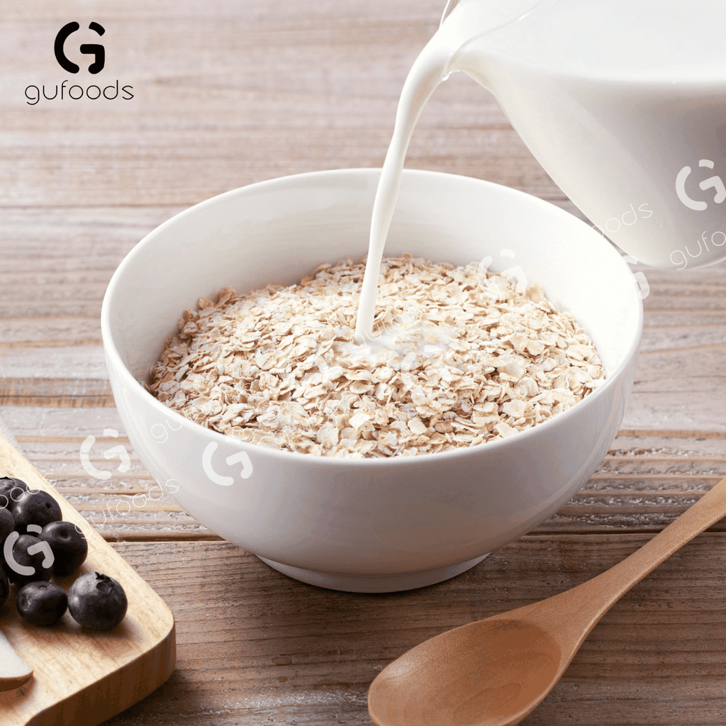 Yến mạch cán vỡ 0.55mm GUfoods (hũ 500g) - Giàu chất xơ & protein thực vật, Tốt cho sức khoẻ, Healthy, Lành mạnh, Tập gym, Eat clean