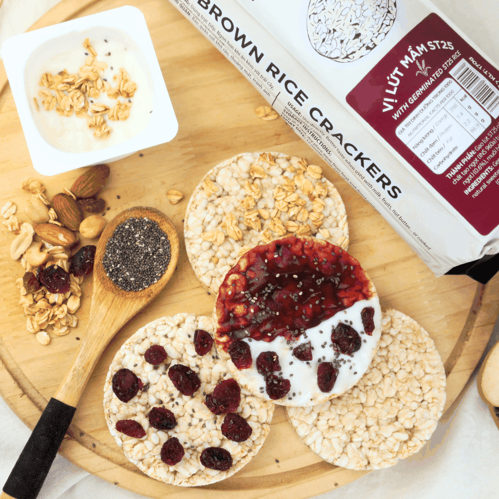 Bánh gạo lứt mầm ST25 GUfoods - Giàu chất xơ và GABA tự nhiên, Không chiên dầu, Không đường, Lành mạnh, Phù hợp Eat clean, Ăn vặt healthy, Thực dưỡng, Tập Gym, Thuần chay