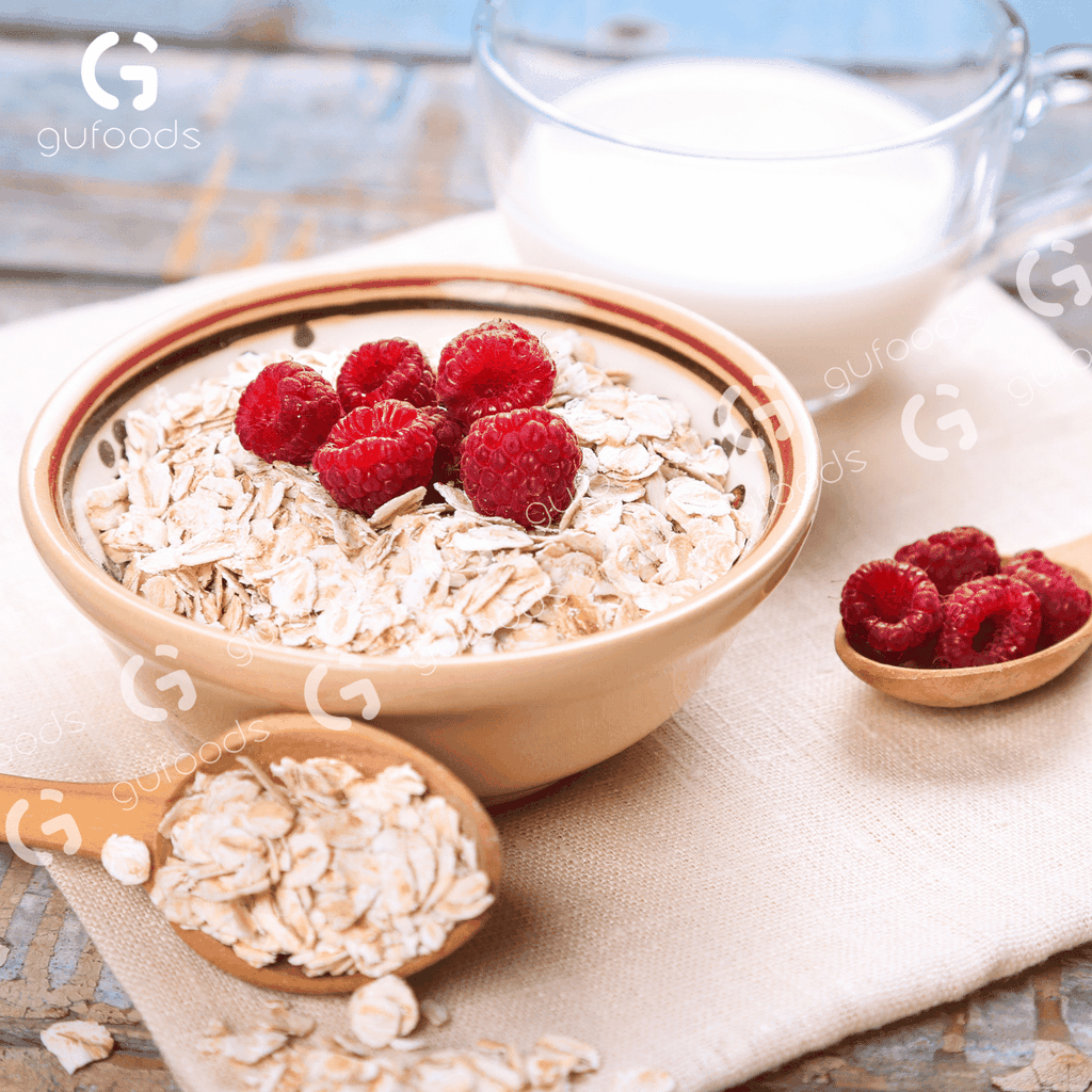 Yến mạch tươi cán mỏng GUfoods (Gói 500g) - Giàu chất xơ, Tốt cho sức khoẻ, Healthy, Tập gym, Eat clean