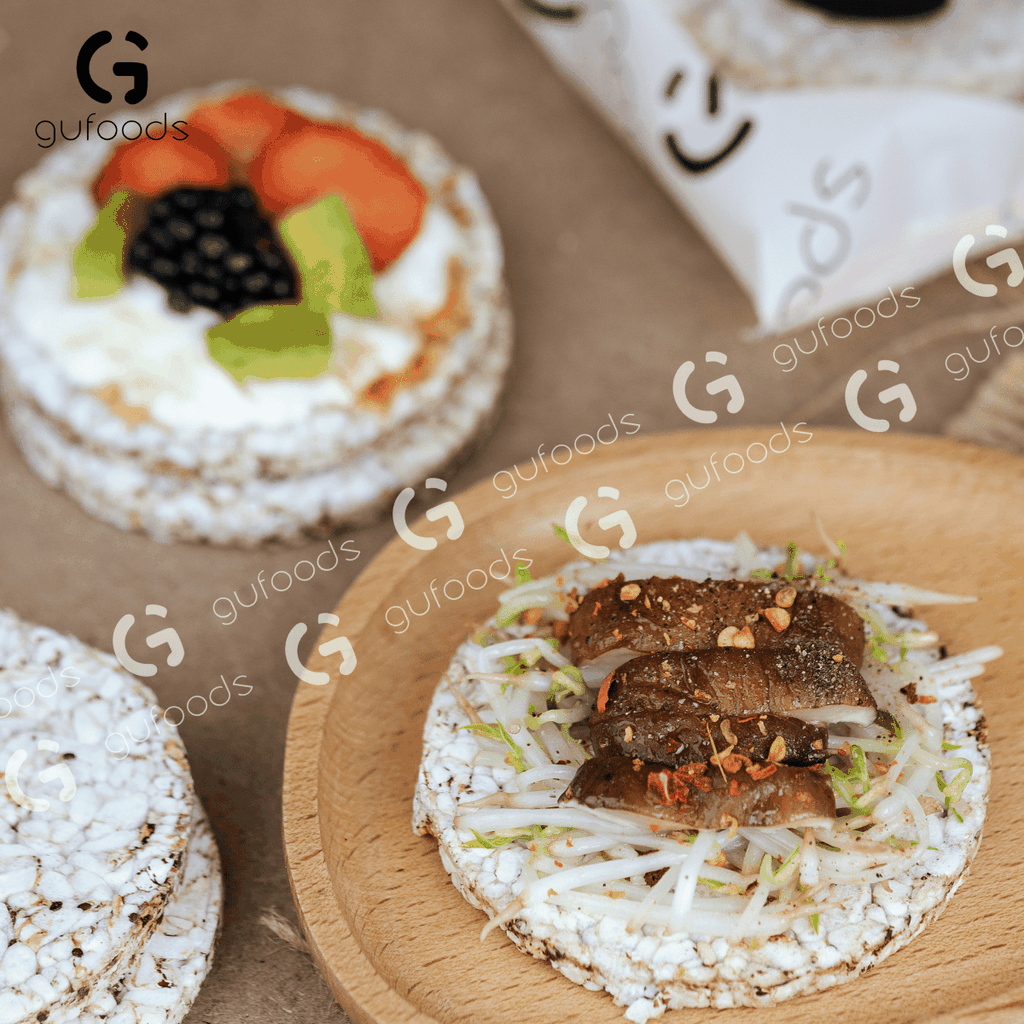 Bánh gạo lứt GUfoods vị Huyền mễ - Không chiên dầu, Không đường, Lành mạnh, Phù hợp Eat clean, Ăn vặt healthy, Thực dưỡng, Tập gym, Thuần chay