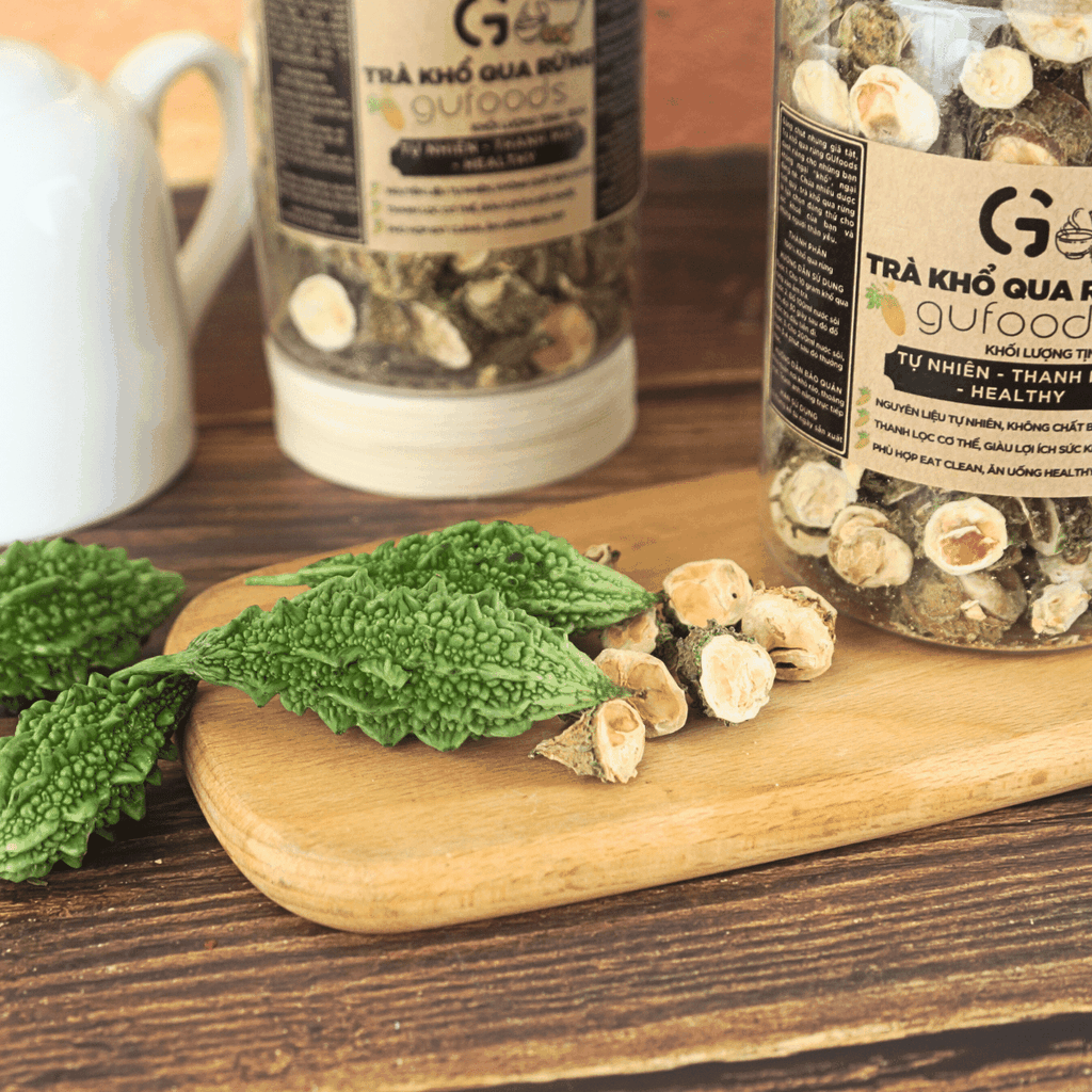 Trà khổ qua rừng (mướp đắng rừng) GUfoods (Hũ 150g) - Mát gan, Giải nhiệt, Thanh lọc cơ thể, Thư giãn tinh thần, Cải thiện giấc ngủ
