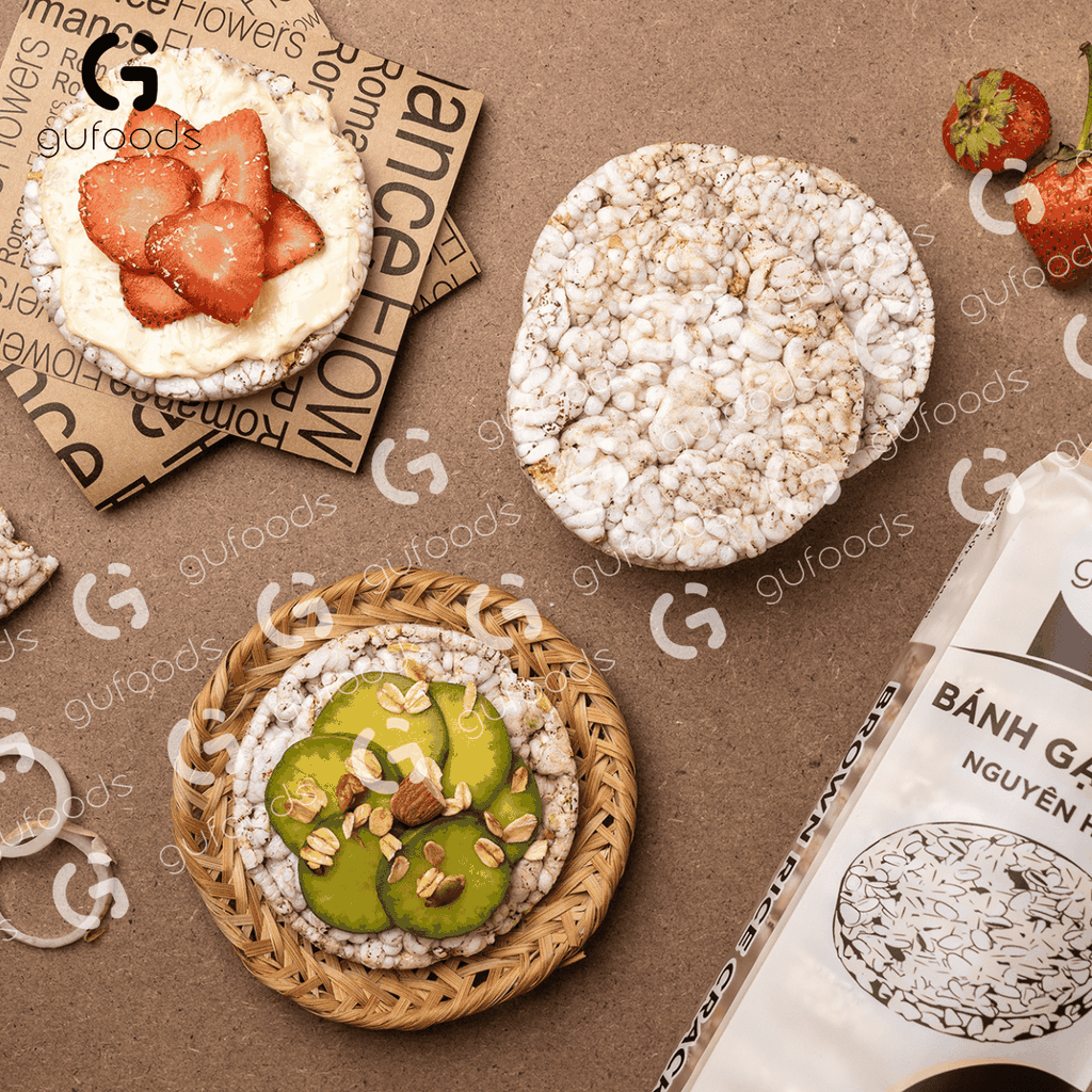 Bánh gạo lứt GUfoods vị Nguyên bản - Không chiên dầu, Không đường, Lành mạnh, Phù hợp Eat clean, Ăn vặt healthy, Thực dưỡng, Tập gym, Thuần chay
