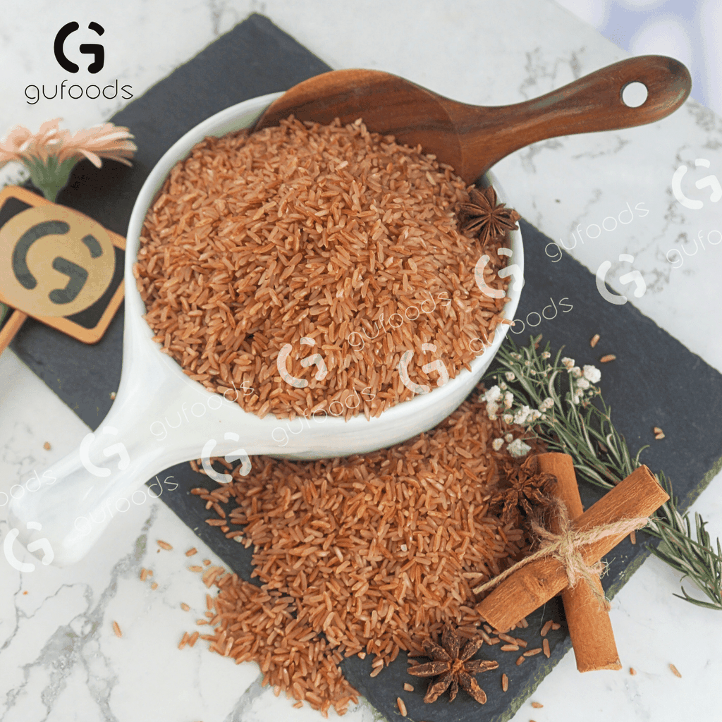 Gạo lứt đỏ GUfoods (túi 1kg) - Xát dối, Mềm xốp ngon cơm, Healthy, Thực dưỡng, Eat clean