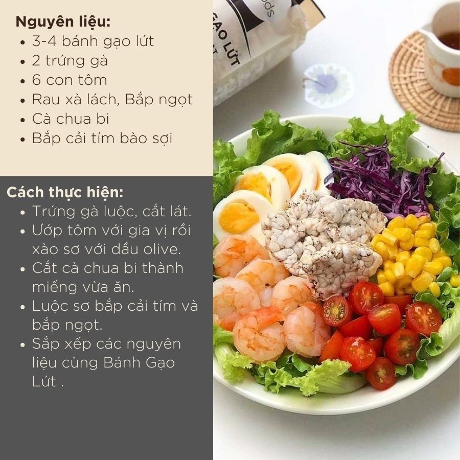 Bánh gạo lứt ăn kiêng GUfoods - Vị cỏ ngọt - Tập gym, giảm cân, thực dưỡng, eat clean