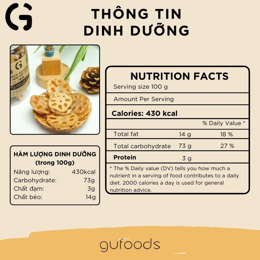 Bánh ăn kiêng củ sen kẹp thơm GUfoods - Lành mạnh, Bổ dưỡng, Tốt cho sức khoẻ