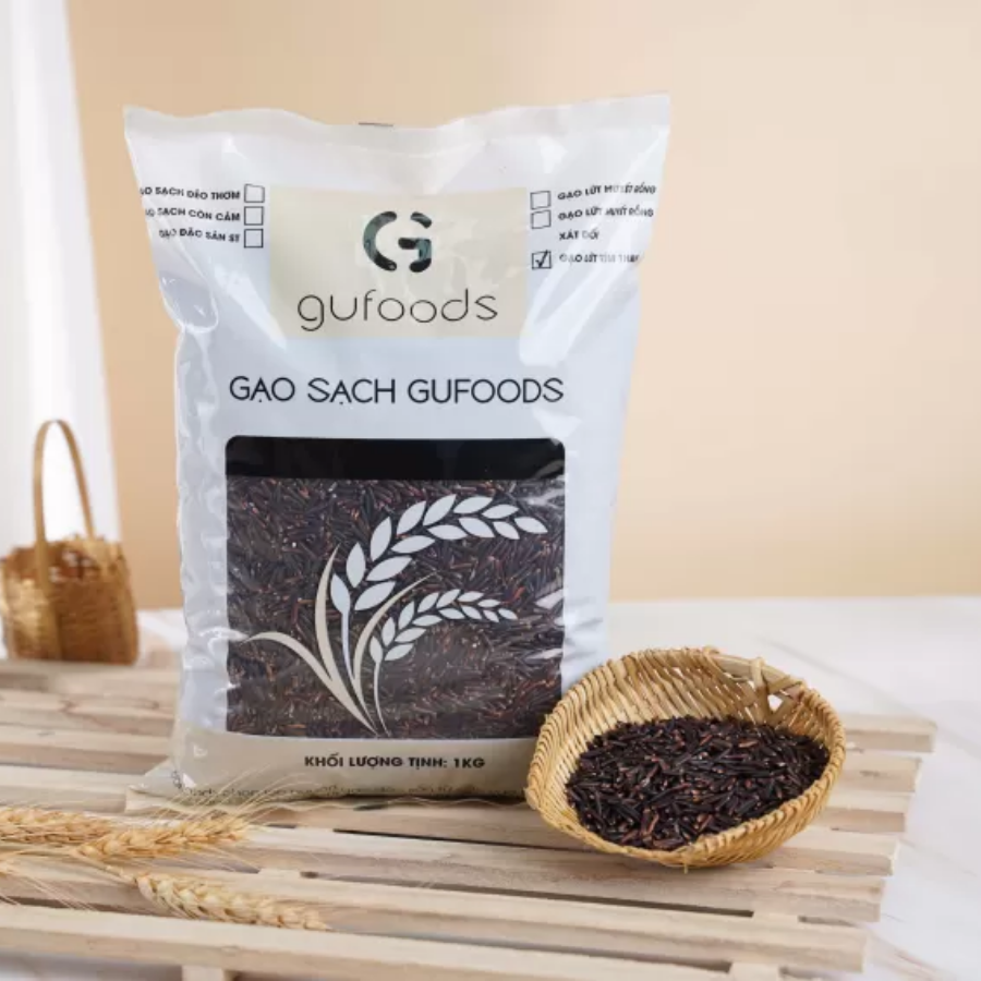 Gạo lứt tím than (huyền mễ) GUfoods (1kg) - Giàu chất xơ và chất chống oxy hoá tự nhiên, Eat clean, Thực dưỡng, Healthy
