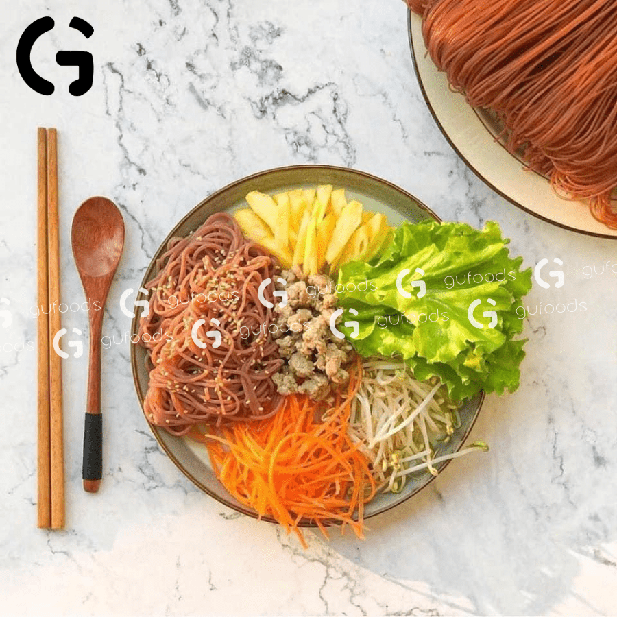 Bún gạo lứt huyết rồng GUfoods - Dai ngon, Kết hợp đa dạng món, Healthy, Eat clean, Thực dưỡng, Thuần chay
