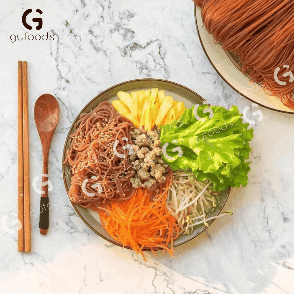 Bún gạo lứt GUfoods - Dai ngon tự nhiên, Healthy, Eat clean, Thực dưỡng, Lành mạnh, Thuần chay (túi zip 400g)