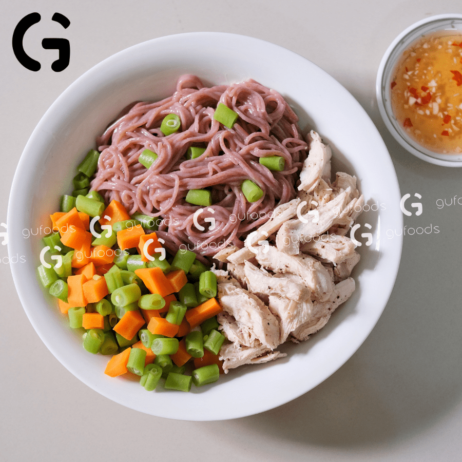 Bún gạo lứt huyết rồng GUfoods - Dai ngon, Kết hợp đa dạng món, Healthy, Eat clean, Thực dưỡng, Thuần chay