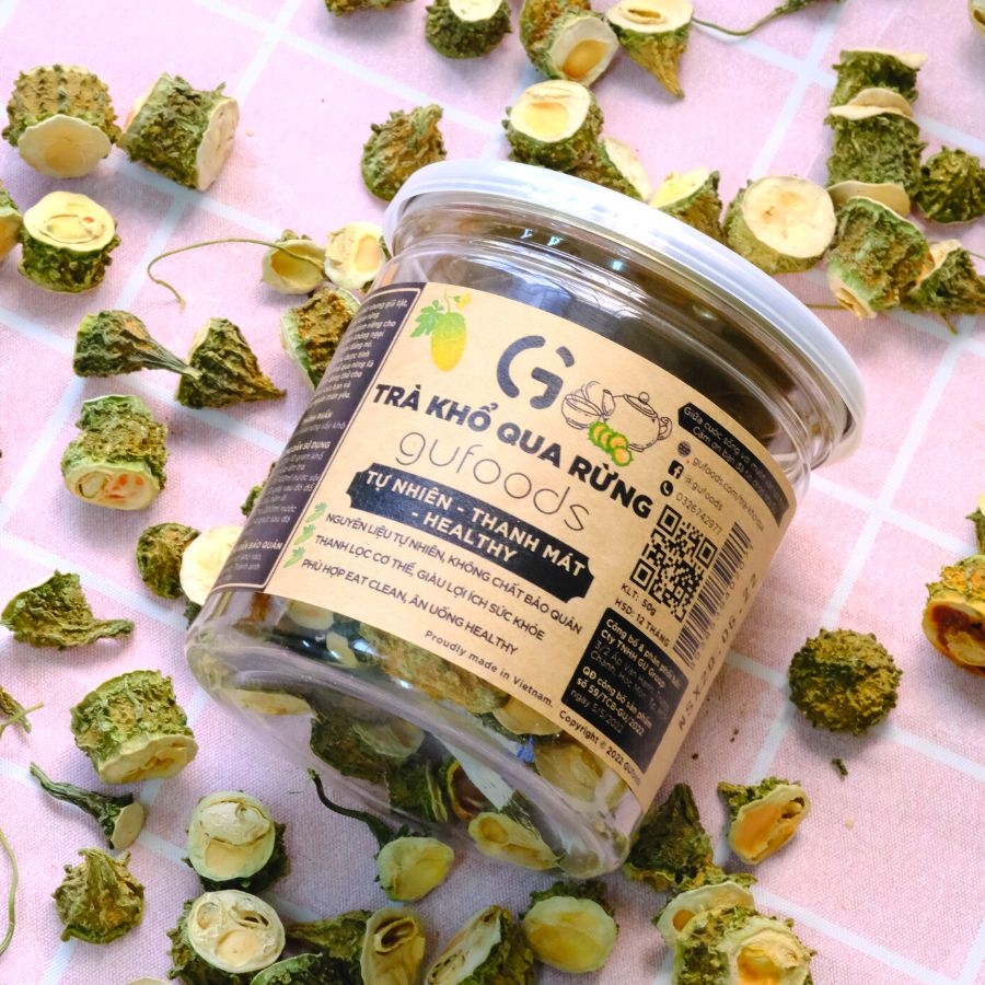 Trà khổ qua rừng (mướp đắng rừng) GUfoods (Hũ 150g) - Mát gan, Giải nhiệt, Thanh lọc cơ thể, Thư giãn tinh thần, Cải thiện giấc ngủ