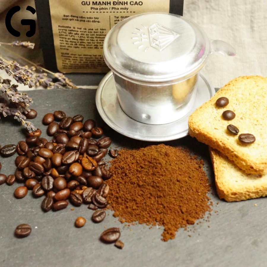 Cà phê sạch nguyên chất GUfoods - Dạng bột - 100% Coffee Robusta Đăk Lăk - Cafe rang mộc, Gu mạnh đỉnh cao