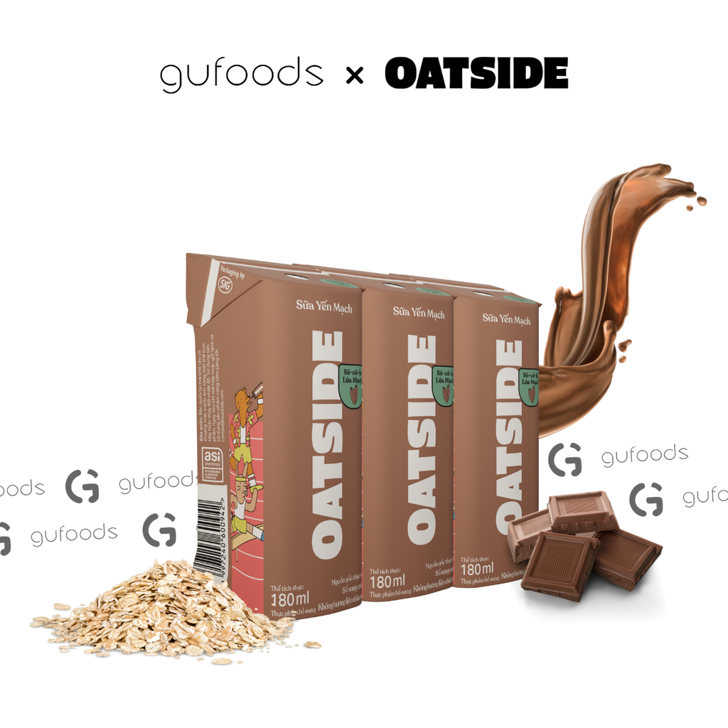 Sữa yến mạch OATSIDE vị Socola Lúa mạch - Vị ngon chuẩn GU, Không lactose, Thuần chay, Thơm béo sánh mịn (Lốc 3 hộp x 180ml)