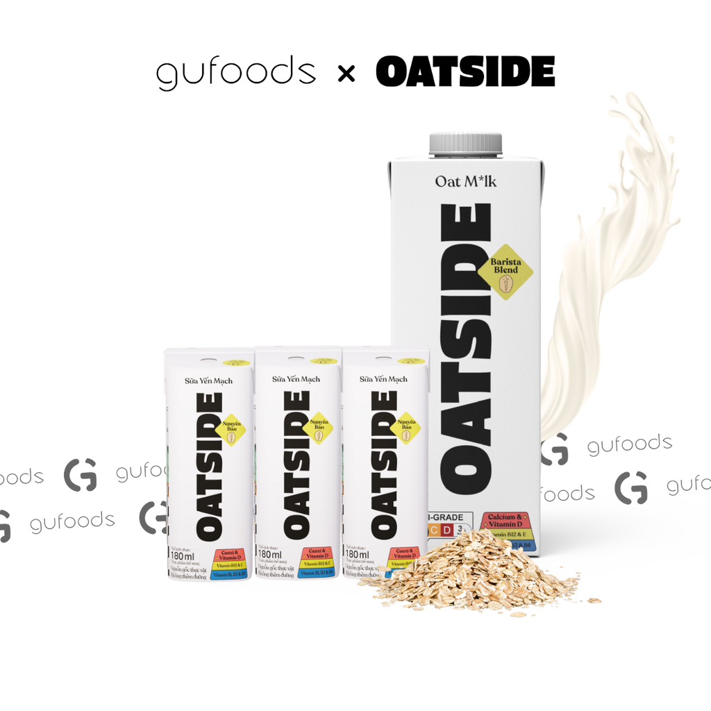 Sữa yến mạch OATSIDE vị Nguyên bản Barista Blend - Không đường, Không lactose, Thuần chay, Thơm béo sánh mịn (Hộp 1L / Lốc 3 hộp x 180ml)