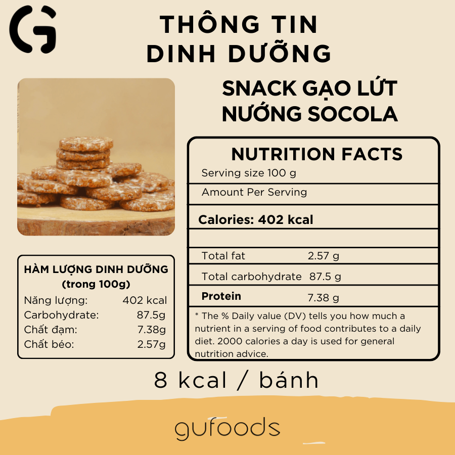 Snack gạo lứt ngũ cốc nướng socola GUfoods (Hũ 100g) - Giòn rụm, Thơm ngon, Ăn vặt healthy, Eat clean, Thuần chay