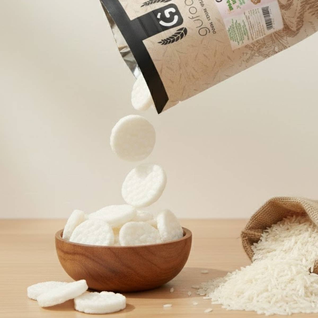 Bánh snack ăn dặm hữu cơ cho bé GUfoods - Thành phần gạo organic, Không gia vị, Dễ Tiêu hoá, Phù hợp cho bé từ 1 tuổi
