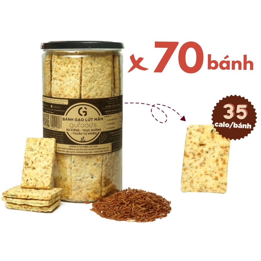 Bánh gạo lứt mầm GUfoods (bánh mầm) - Vị Truyền thống - Giàu GABA tự nhiên, Hỗ trợ ăn kiêng, Thực dưỡng, Thuần chay