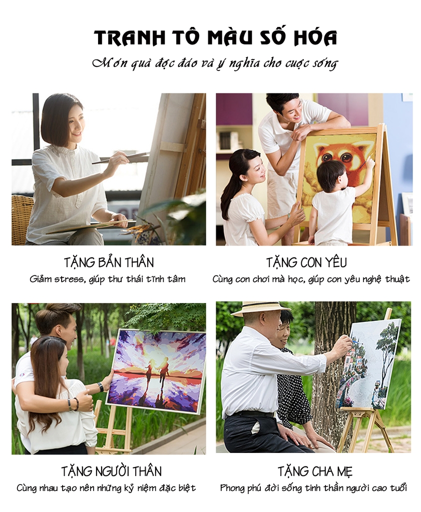 Tranh tô màu theo số Gam TY0839 40x50cm căng sẵn khung
