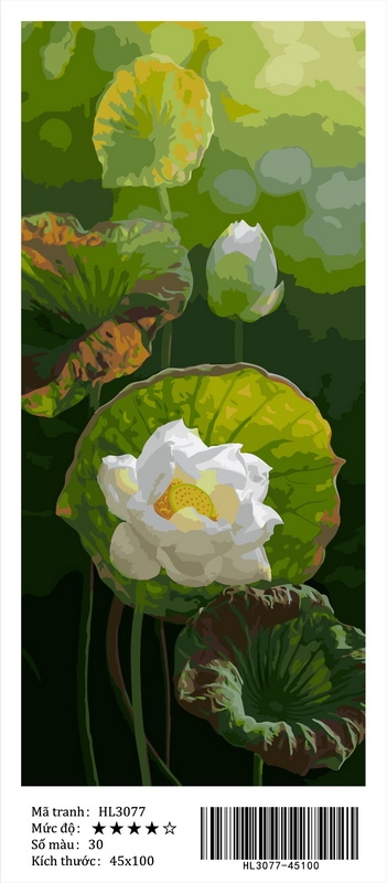 Tranh tô màu theo số Hoa Sen Gam HL307x khổ lớn 45x100cm KHÔNG KHUNG