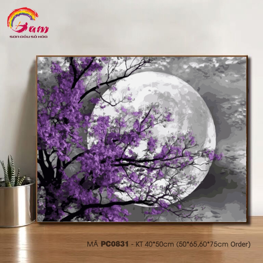 Tranh sơn dầu số hóa tự tô màu Gam khổ lớn 60x75cm căng sẵn (Hàng đặt trước) - Khổ 40x50cm - 40x50cm căng khung
