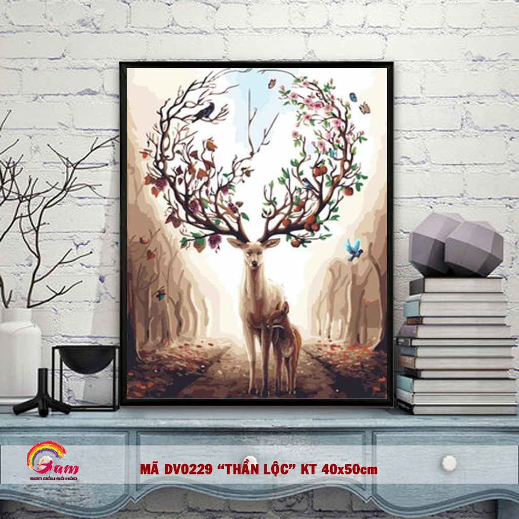 Tranh sơn dầu số hóa tự tô màu Gam khổ lớn 60x75cm căng sẵn (Hàng đặt trước) - Khổ 40x50cm - 40x50cm căng khung