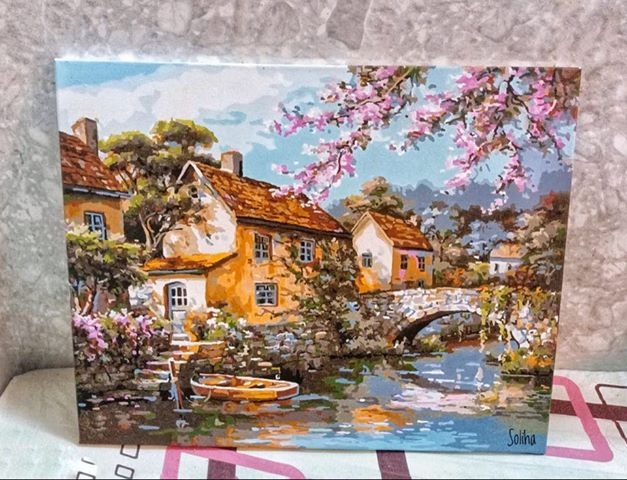 Tranh tự vẽ tự tô màu theo số Gam phong cảnh mùa thu lá vàng PC0017B - TQ0385